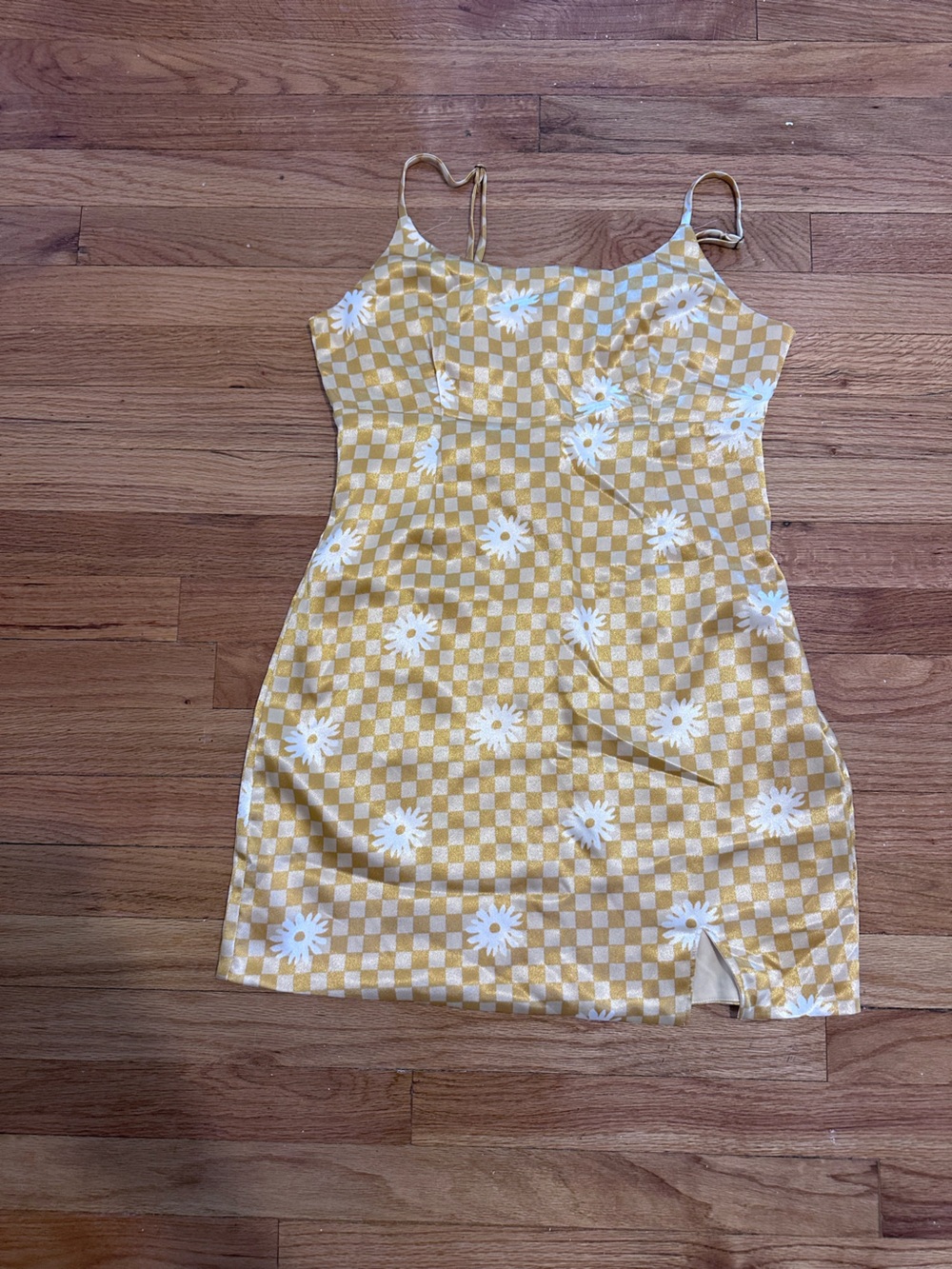 wild fable Yellow and White Daisy Checkerboard Skirt